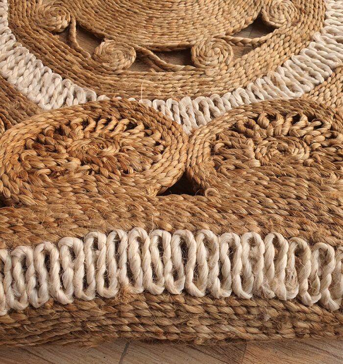 Natural crochet jute round rug - CR 014 (150cm) by Ramsha Home