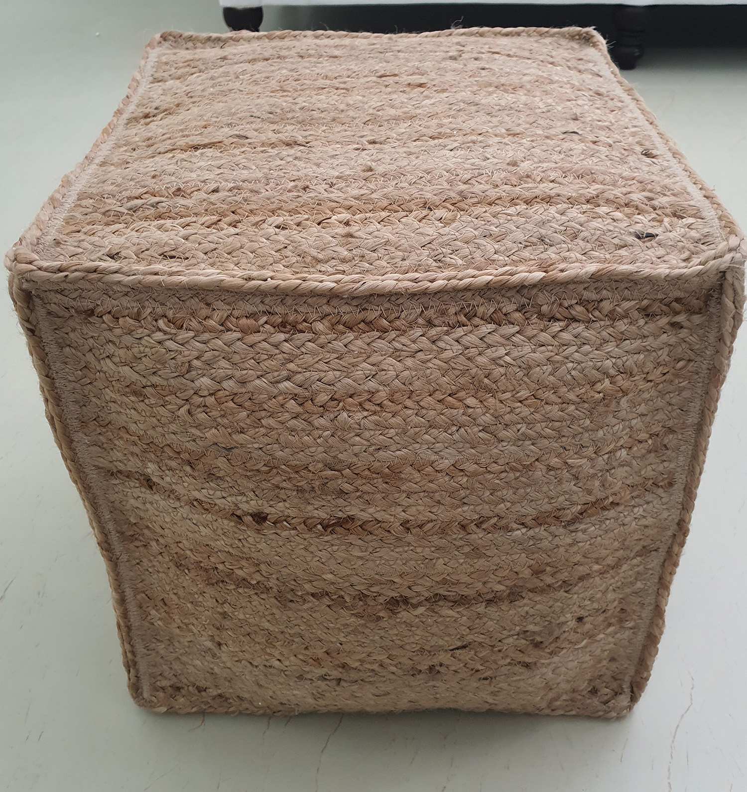 Versatile Natural Jute Bedroom Pouf PF-143 (40x40x40cm) by Ramsha Home Natural color jute bedroom pouf PF-143 (40x40x40cm) for cozy decor by Ramsha Home