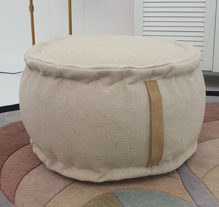 Natural color bedroom pouf PF-143 (50x50x30cm) for cozy decor by Ramsha Home