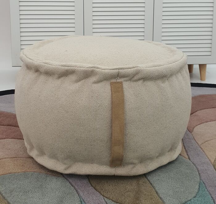 Premium natural color pouf PF-143 (50x50x30cm) for bedroom by Ramsha Home