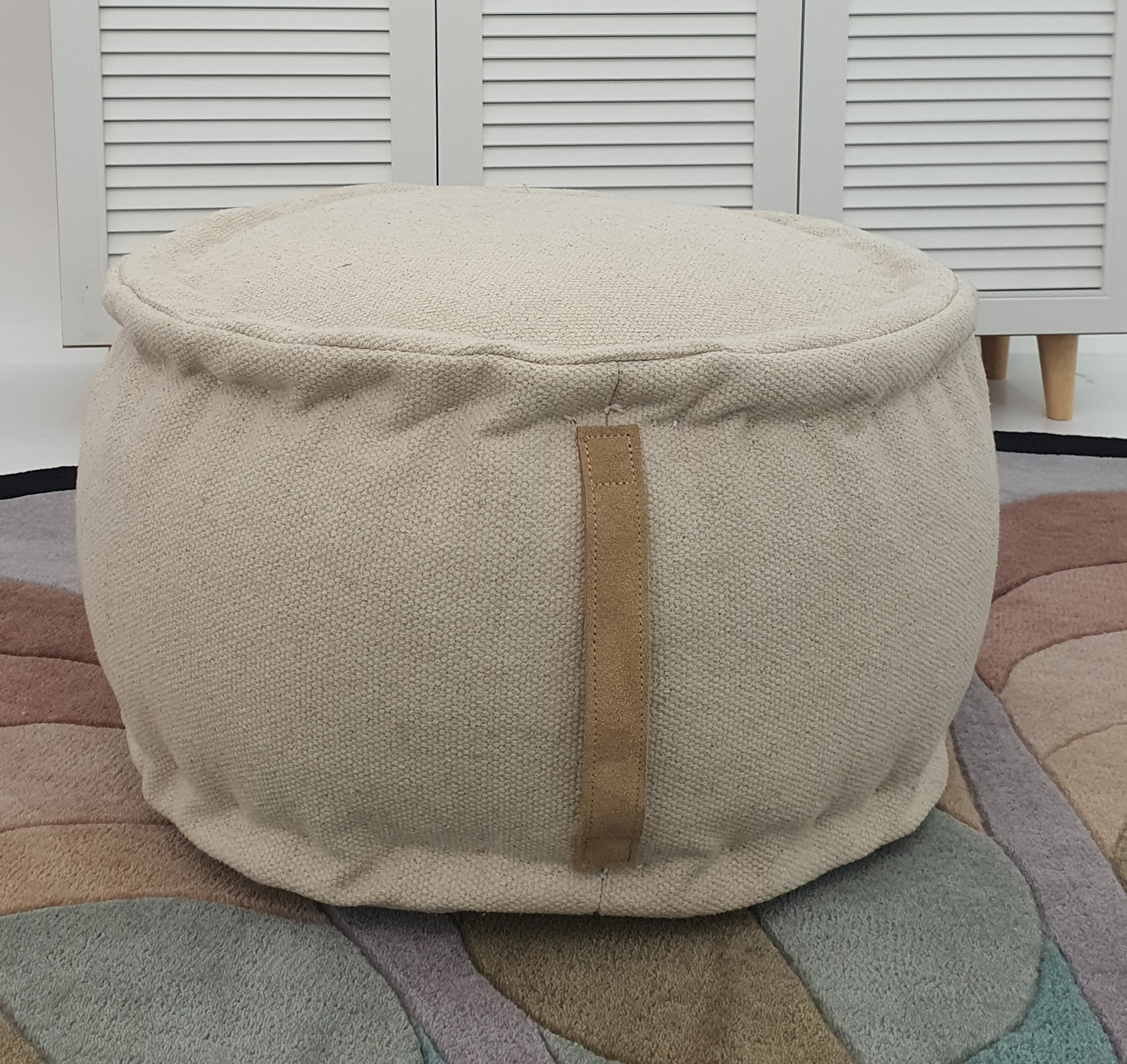 Premium Natural Color Pouf PF-143 (50x50x30cm) by Ramsha Home Premium natural color pouf PF-143 (50x50x30cm) for bedroom by Ramsha Home