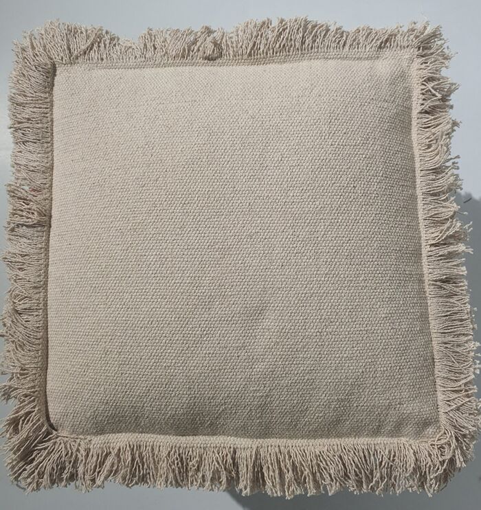 Premium cotton natural color pouf PF-145 (40x40x40cm) by Ramsha Home