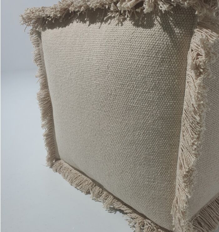 Cozy natural color cotton pouf PF-145 (40x40x40cm) by Ramsha Home