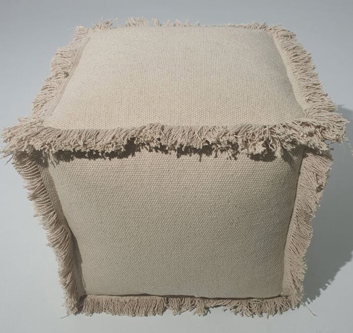 Elegant cotton pouf PF-145 (40x40x40cm) in natural color by Ramsha Home
