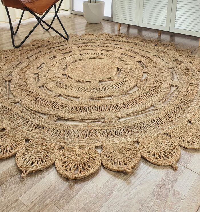 Eco-friendly crochet jute round rug CR-013 (150cm) by Ramsha Home