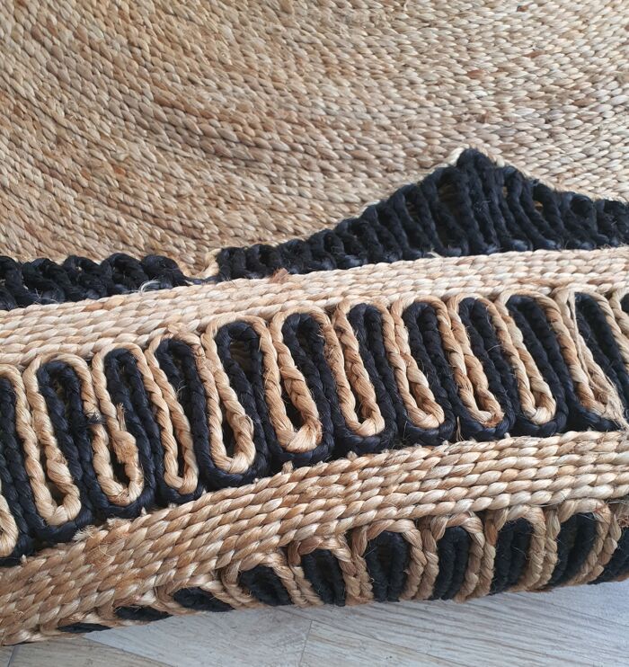 Eco-friendly crochet jute round rug CR-012 (200cm) by Ramsha Home