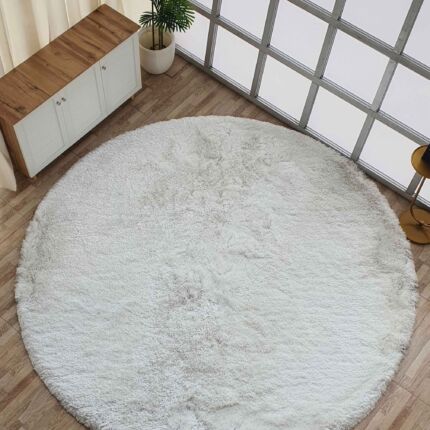 Top View of White Fluffy Rug - Ramsha Home