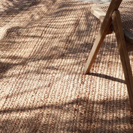 Handcrafted natural jute rug for living rooms, outdoor patios, and modern homes in UAE.