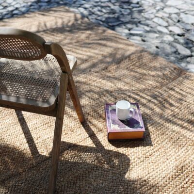 Handcrafted natural jute rug for living rooms, outdoor patios, and modern homes in UAE.