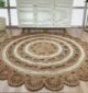 Side View of Ramsha Home's Natural Color Jute Area Rug CR-014 - 150cm Round with White Accents