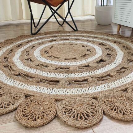 Natural Jute Round Crochet Rug - CR 014 (200cm)