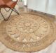 Indoor Setting: Ramsha Home's Natural Color Jute Area Rug CR-015 - 150cm Round