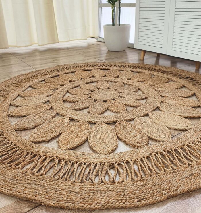 Natural Color Jute Round Crochet Rug - CR 015 (150cm)
