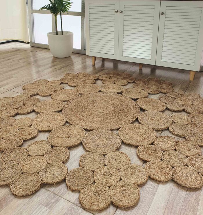 Circular Pattern Jute Area Rug - Ramsha Home CR-016 - 150cm Round