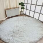 Sideways Image of White Fluffy Shaggy Rug - Ramsha Home