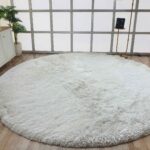 Sideway View of White Fluffy Shaggy Rug - Ramsha Home