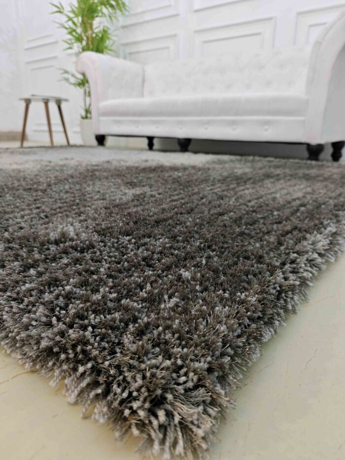 Plush grey shaggy rug for living room SG 05 (250x350cm) by Ramsha Home