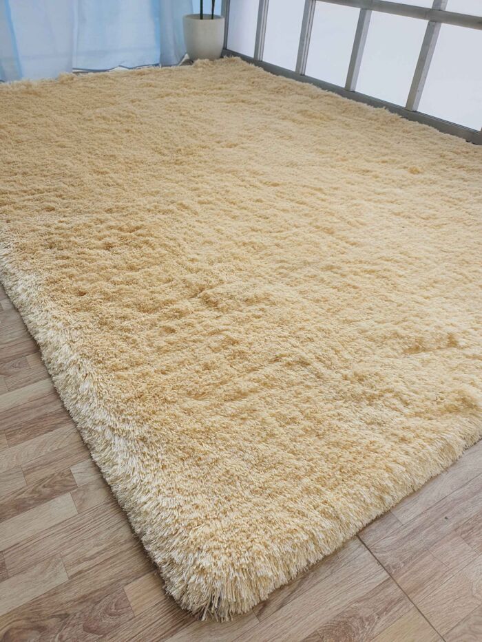 Soft fluffy cream color shaggy rug MPV 08 (200x300cm) by Ramsha Home