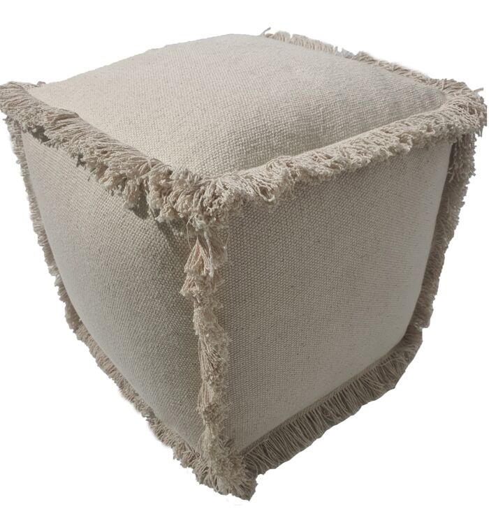 Natural color cotton pouf PF-145 (40x40x40cm) for living room by Ramsha Home