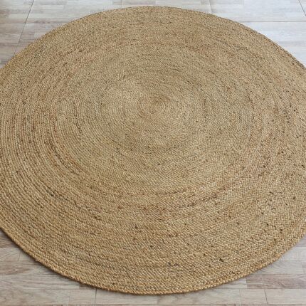 Handmade Jute Rug BR-080 in Natural Color 180cm by Ramsha Home