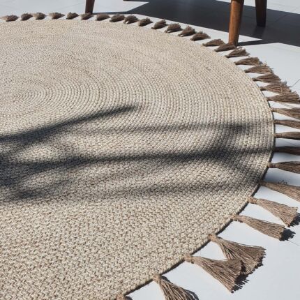 Stunning Handmade Jute Floor Round Braided Rug - BR 082 (150cm)