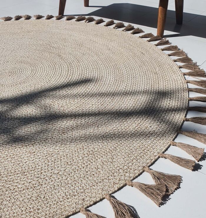 Stunning Handmade Jute Floor Round Braided Rug - BR 082 (150cm)
