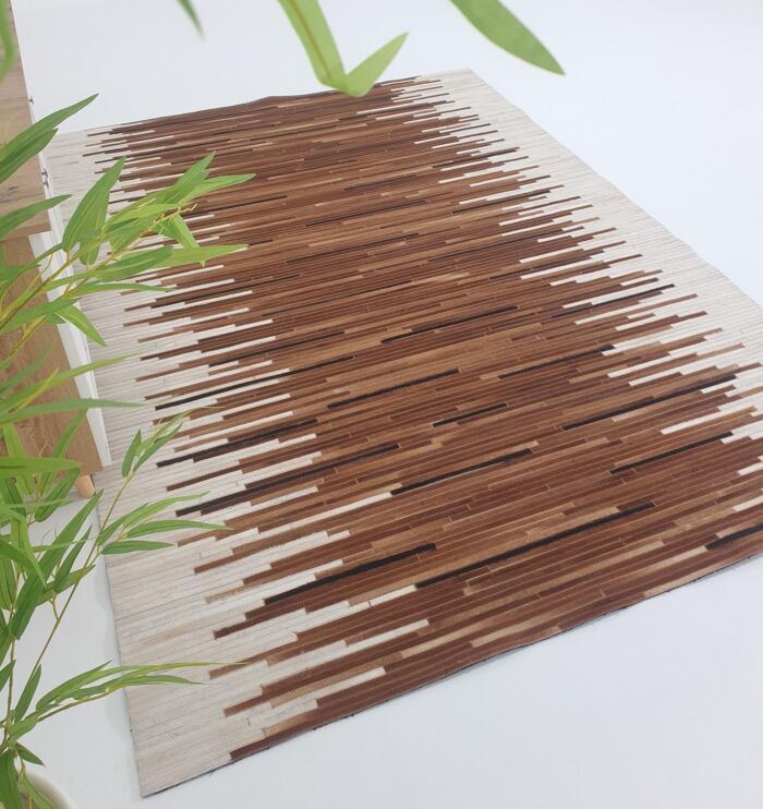 Handcrafted multi color leather rug - LR 014 (170x240cm) by Ramsha Home