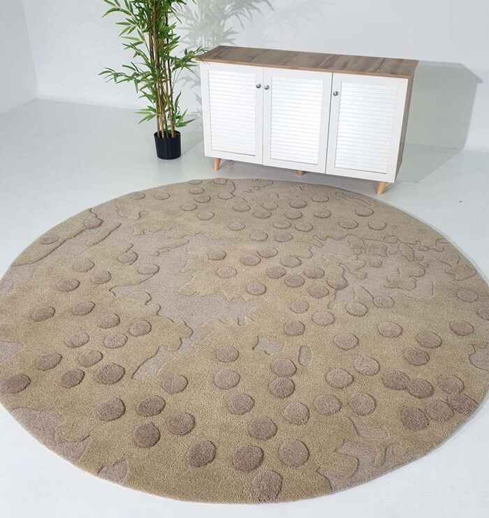 Round Wool & Cotton Area Rug HTW-56 - Ramsha Home