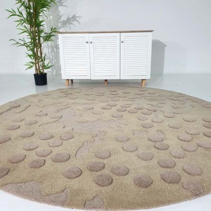 Front View of Multi-Colored Round Wool & Cotton Area Rug HTW-56 - Ramsha Home