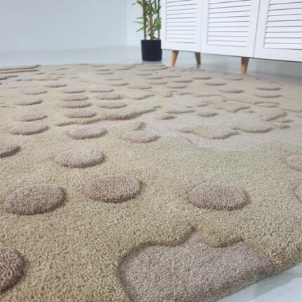 Side Close-up of Multi-Colored Round Wool & Cotton Area Rug HTW-56 - Ramsha Home