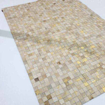 Premium quality multi color leather area rug - LR 015 (200x300cm) by Ramsha Home