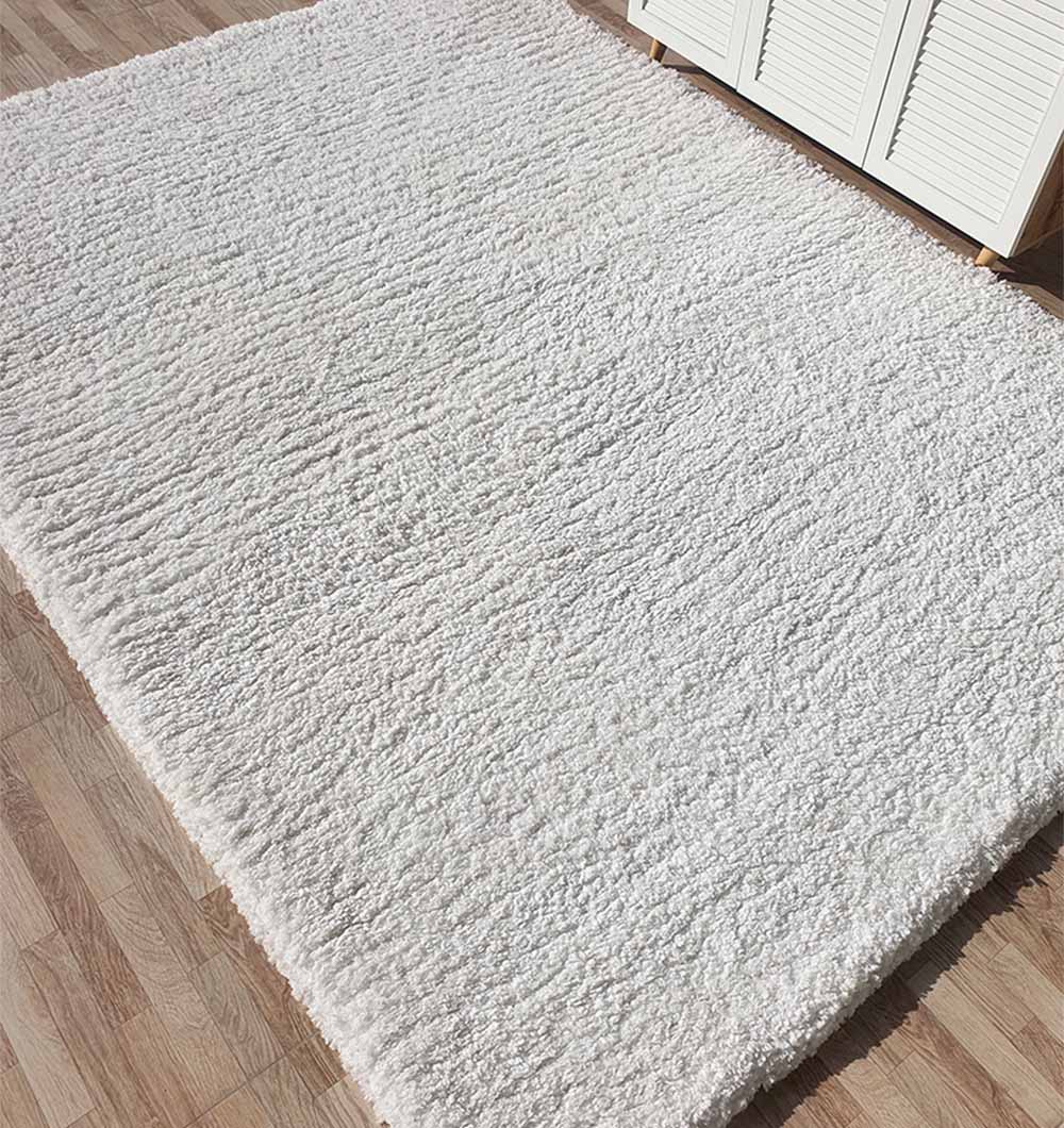 Sideways View of Luxurious White Shaggy Rug SG-06 - Ramsha Home Sideways View of Luxurious White Shaggy Rug SG-06 - Ramsha Home