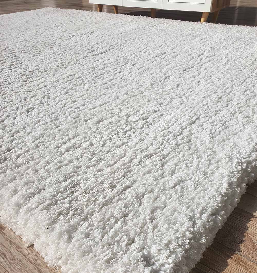 Sideways View of Luxurious White Shaggy Rug SG-06 - Ramsha Home Sideways View of Luxurious White Shaggy Rug SG-06 - Ramsha Home