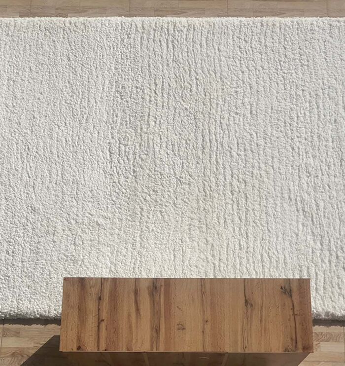 Top View of Luxurious White Shaggy Rug SG-06 - Ramsha Home