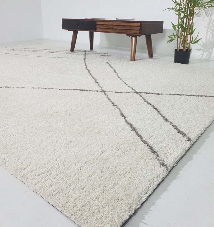 Rectangle Soft Shaggy Rug SG-07 Grey & White Color - 200x300 cm by Ramsha Home