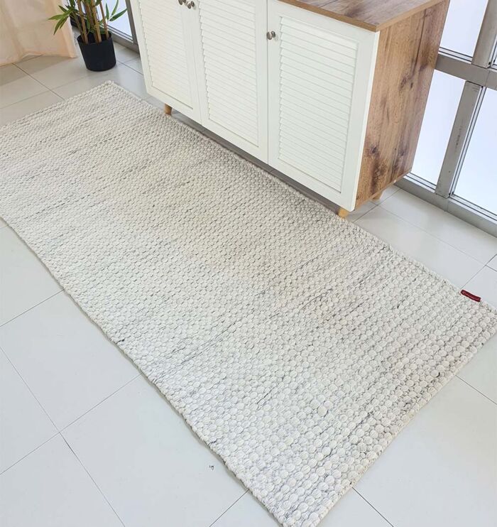 Natural white color indoor decor woven rug - SR 058 (80x200cm) by Ramsha Home