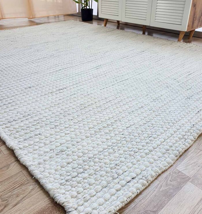 Stylish white indoor decor woven rug - SR 058 (170x240cm) by Ramsha Home