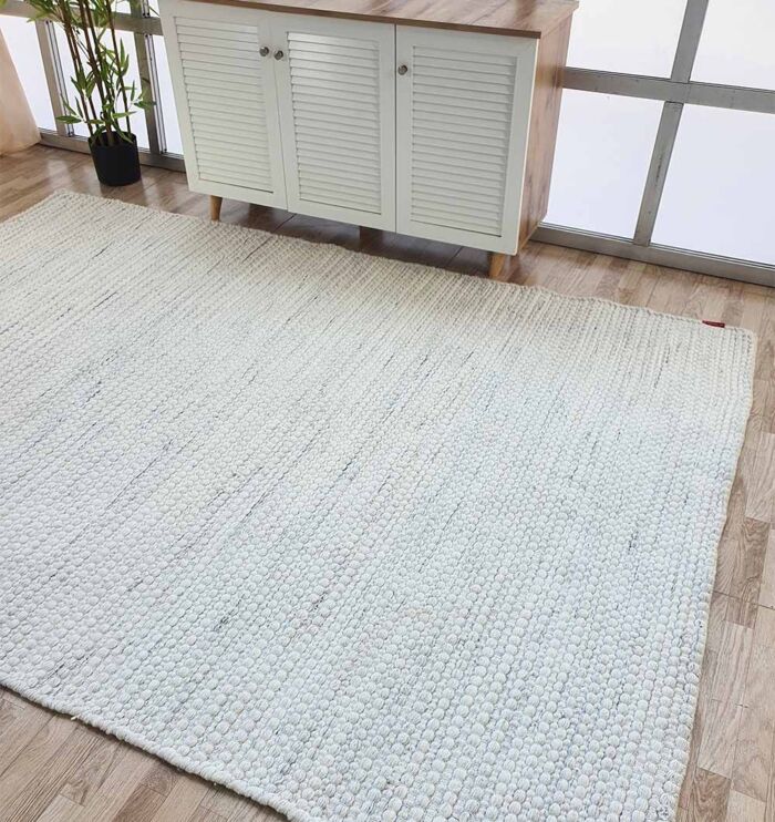 Versatile indoor decor woven rug in natural white color - SR 058 (170x240cm) by Ramsha Home