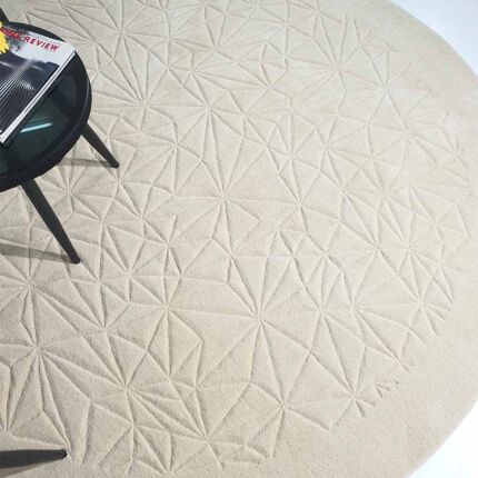 Top View of Handmade Multi Color 200 cm Round Rug with Design Number HTW-65 by Ramsha Home