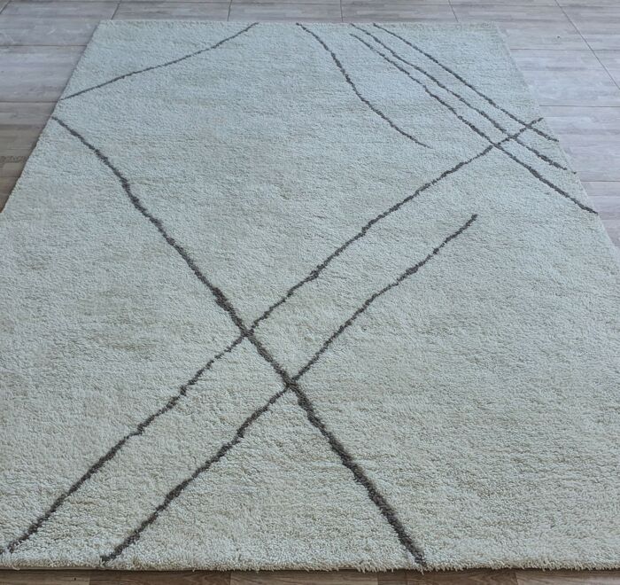 Rectangle Soft Shaggy Rug SG-07 in Grey & White by Ramsha Home