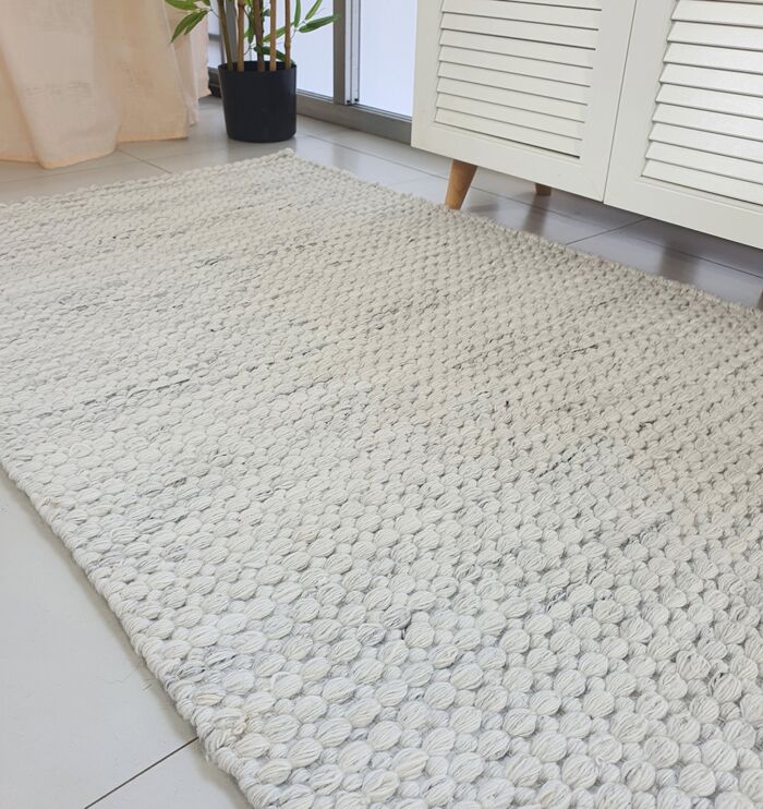 Premium natural white color woven rug - SR 058 (80x200cm) by Ramsha Home