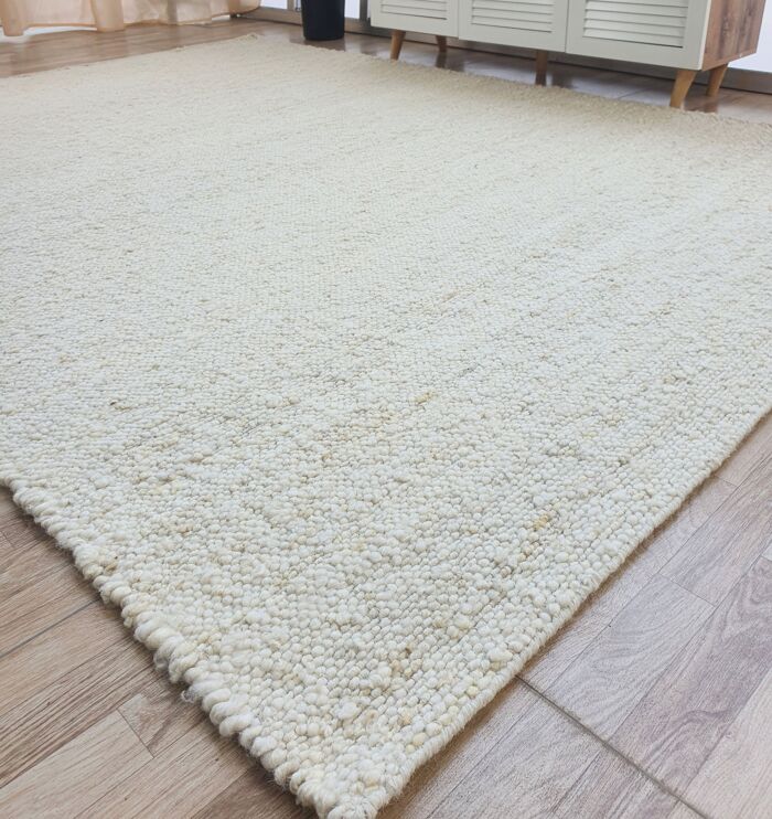 Versatile indoor decor woven rug in natural off white color - SR 059 (170x240cm) by Ramsha Home