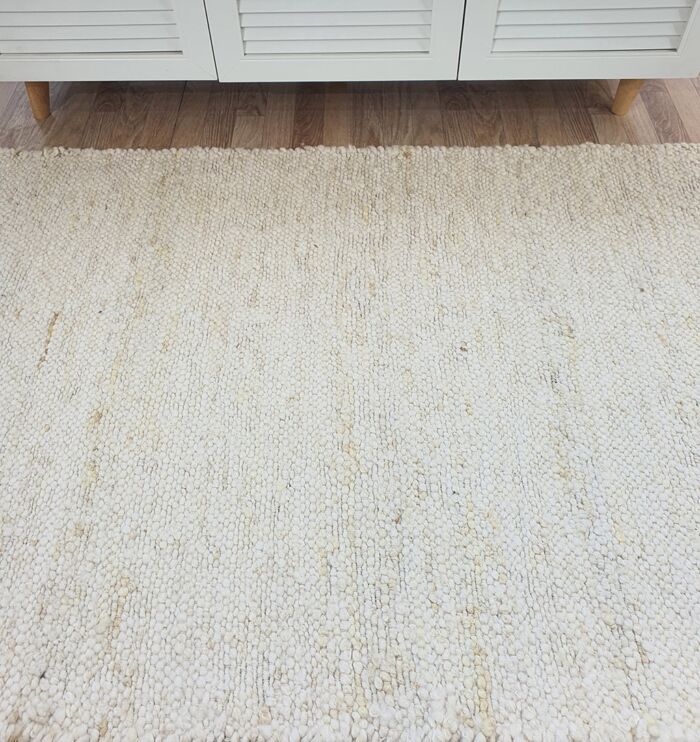Elegant natural off white woven rug for indoor decor - SR 059 (80x200cm) by Ramsha Home