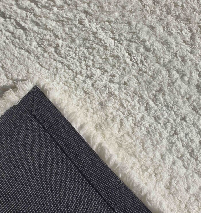Backside View of Soft Shaggy Rug SG-06 in White by Ramsha Home