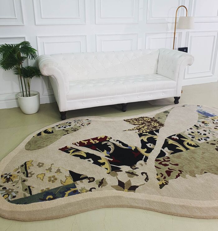 Multi-Colored Artisanal Rug HTW-70 in Modern Setting by Ramsha Home