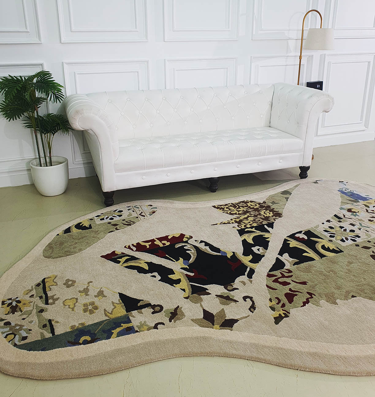 Multi-Colored Artisanal Rug HTW-70 in Modern Setting by Ramsha Home Multi-Colored Artisanal Rug HTW-70 in Modern Setting by Ramsha Home