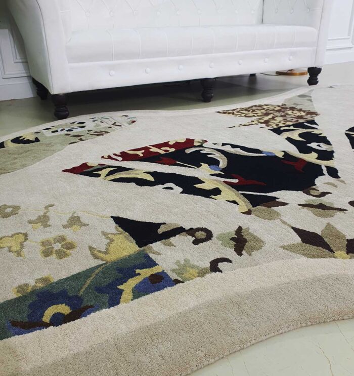 Closeup of Multi-Colored Artisanal Rug HTW-70 by Ramsha Home