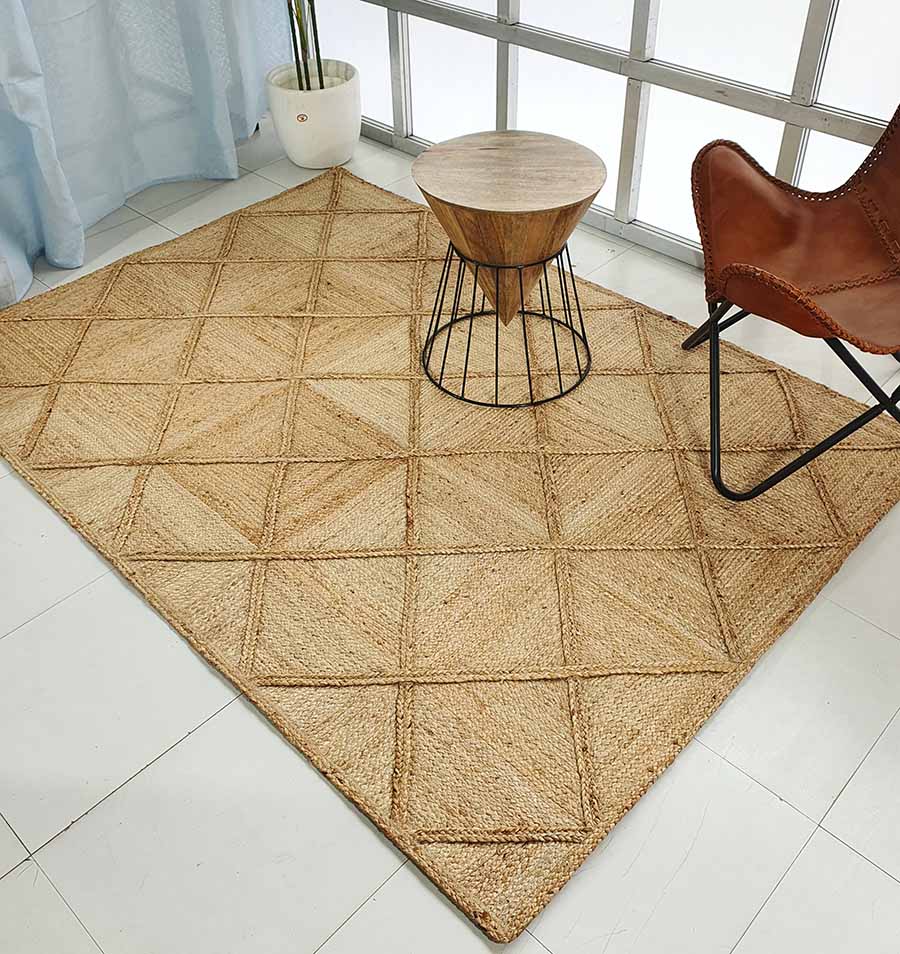 Dining Room Handwoven Jute Rug - BR 084 (170X240cm) by Ramsha Home Natural jute rug perfect for the dining room - BR 084 (170X240cm) by Ramsha Home