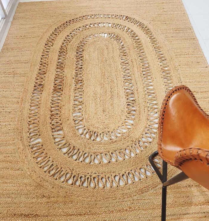 Handwoven jute floor rug for stylish bedrooms - BR 034 (300X400cm) by Ramsha Home