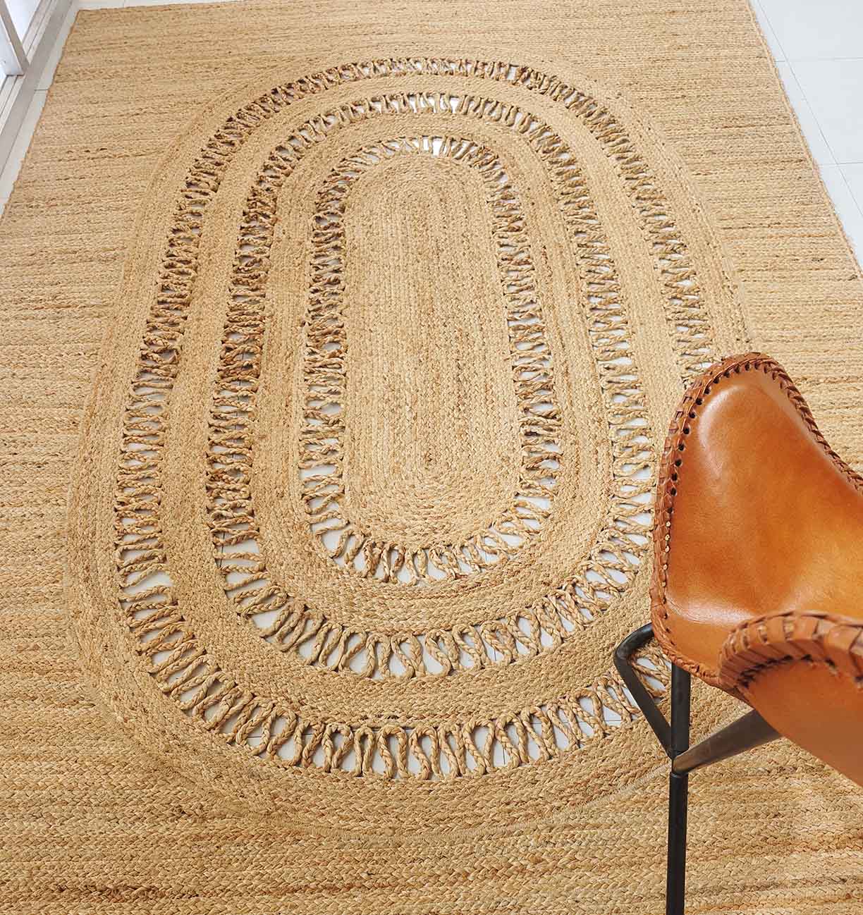 Stylish Handmade Jute Rug for Bedrooms - BR 034 (300X400cm) by Ramsha Home Handwoven jute floor rug for stylish bedrooms - BR 034 (300X400cm) by Ramsha Home